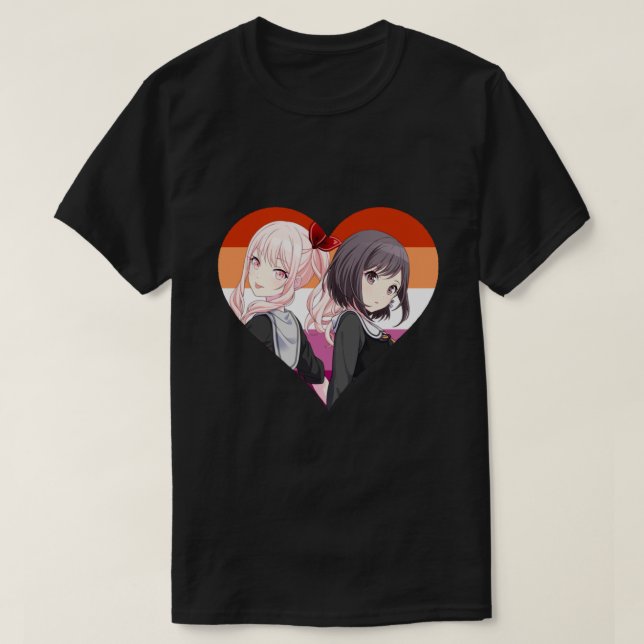 Camiseta Mizuki Ena Lesbian Heart Pegatina (Diseño del anverso)