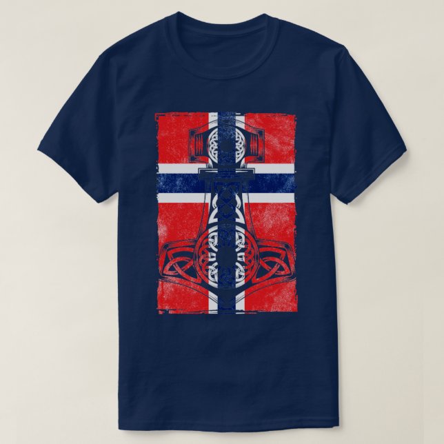 Camiseta Mjlnir de bandera noruega (Diseño del anverso)