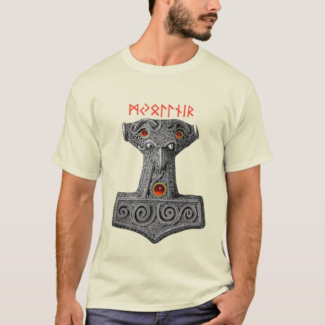 Camiseta MJOLNIR Hammer de Thor, marfil de la mitología vik (Anverso)