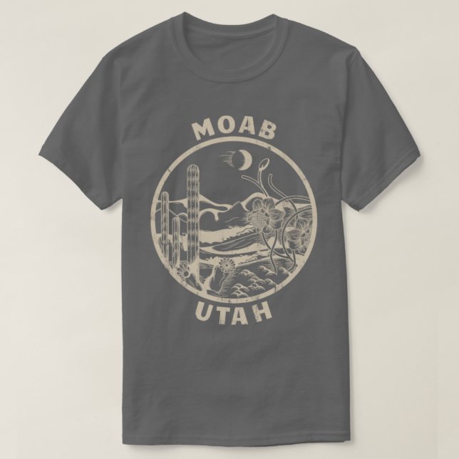 Camiseta Moab Utah Linocut Ilustracion del desierto con pro (Diseño del anverso)