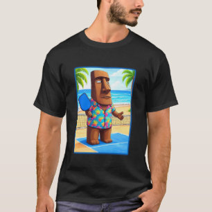 Camiseta Moai jugando pickleball en la Isla de Pascua