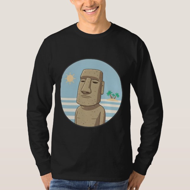 Camiseta Moai Pacífico en el Atardecer (Anverso)