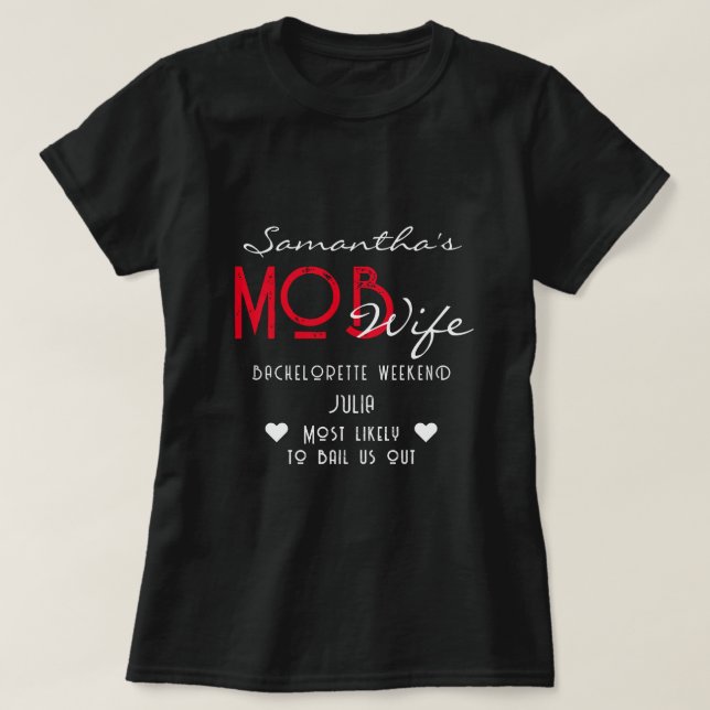 Camiseta Mob Wife y Martini Black Bach Bachelorette Party (Diseño del anverso)