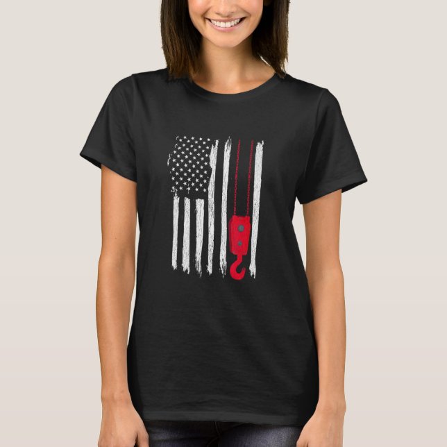 Camiseta Mobile Crane Operator Distressed Usa Flag (Anverso)