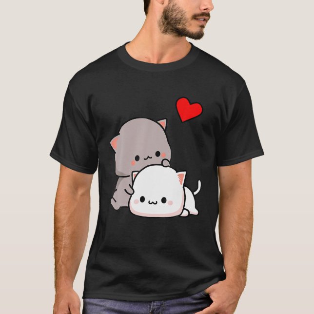 Camiseta Mochi Peach Cat Goma Love, Día De San Valentín 202 (Anverso)