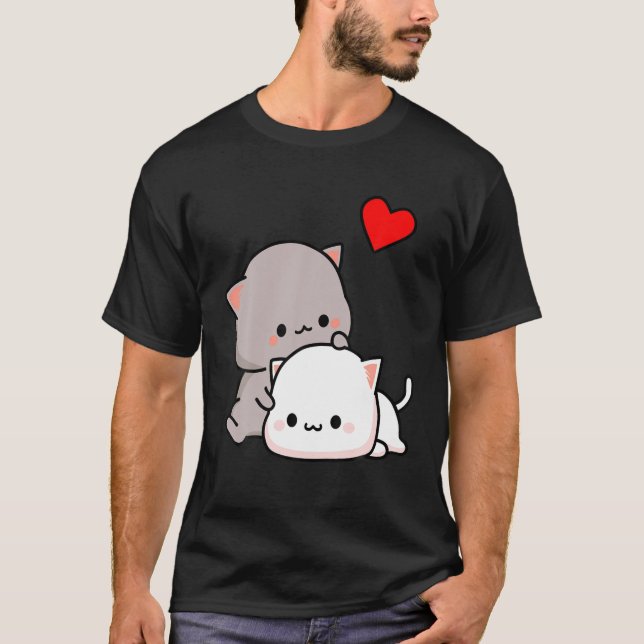 Camiseta Mochia Peach Y Goma Cat Lover Gatitos Jugadores Lo (Anverso)