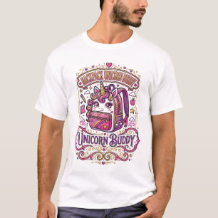 Camiseta Mochila de Unicornio Amigo de Unicornio Diseño de 