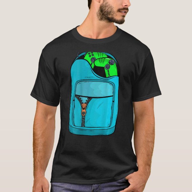 Camiseta Mochila divertida con amantes de videojuegos de co (Anverso)