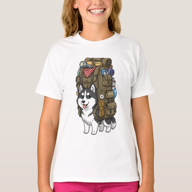 Camiseta Mochila infantil Adventure Husky (Anverso)