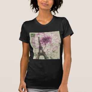 Camiseta Moda Boho florida Vintage Paris Eiffel Tower