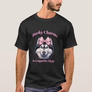 Camiseta Moda de Coquette Carácter Husky Siberiano Girly ro