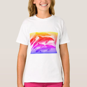 Camiseta Moda de delfines del arco iris