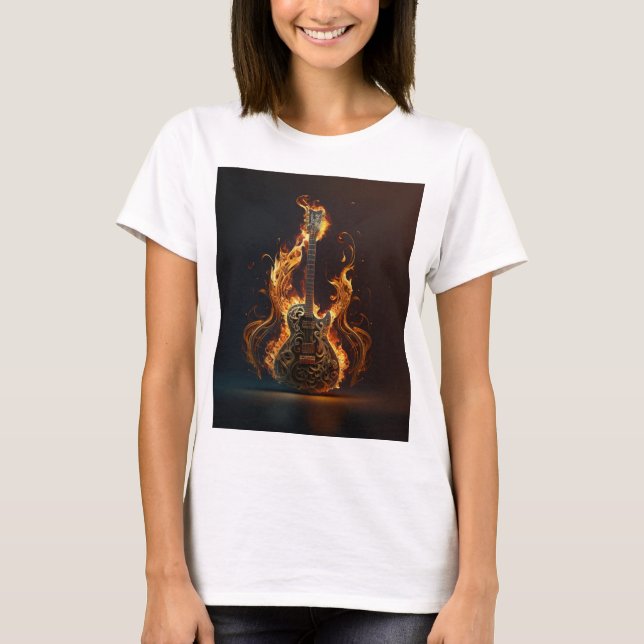 Camiseta moda de guitarra guitarrista, tatuaje              (Anverso)