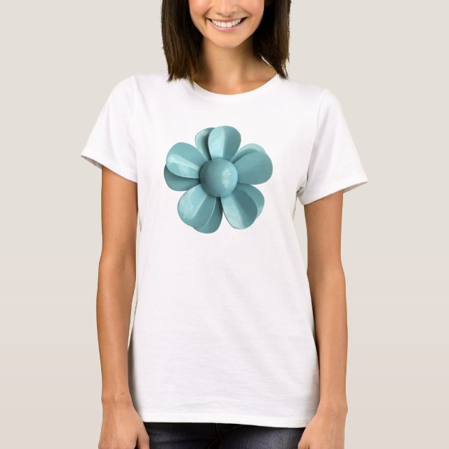 Camiseta Moda de la flor hippie azul margarita de 60 (Anverso)