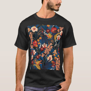 Camiseta Moda de la jungla: azul oscuro exótico.