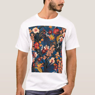 Camiseta Moda de la jungla: azul oscuro exótico.