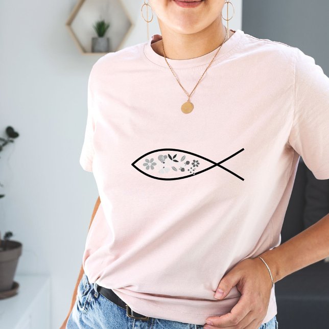 Camiseta Moda de las mujeres Ajasha Logo de Pescado Rosa (Women's Fashion Ayasha Fish Logo Pink Womens T-Shirt)