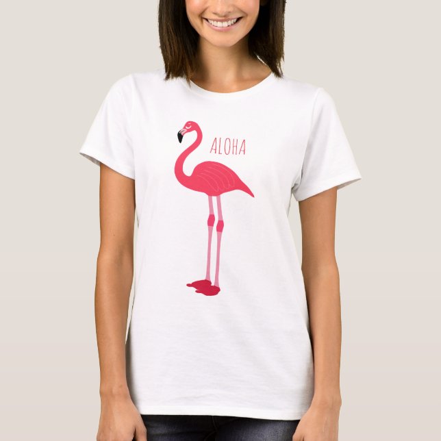 Camiseta Moda de moda ALOHA Flamingo rosa Tropical Fun (Anverso)