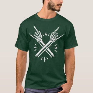 Camiseta Moda de moda Halloween Skeleton Rocker Tee, Rock G