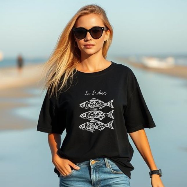 Camiseta Moda de pescadores tribales de Sardinas-Hawaii (Les Sardines Hawaiian Tribal Pattern Trending Fisherman Style Summer Beach Coastal)