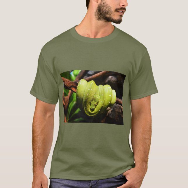 Camiseta Moda de serpiente verde (Anverso)