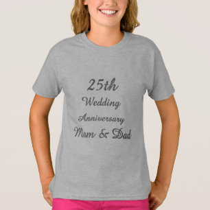 Camiseta moda del 25° Aniversario Boda Tipografía Plata