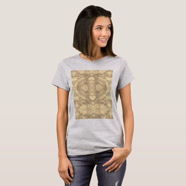 Camiseta Moda del Boho Oriental - Fantasía abstracta de oro (Anverso completo)