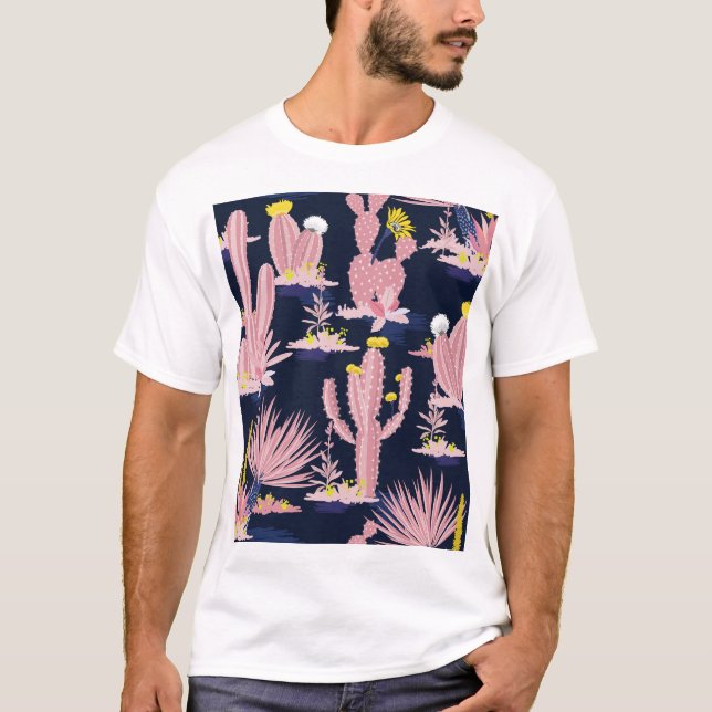 Camiseta Moda del desierto: Pastel Cactus Bloom (Anverso)