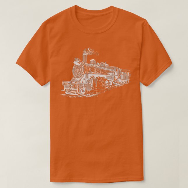 Camiseta Moda del ferrocarril retro de la locomotora de vap (Diseño del anverso)
