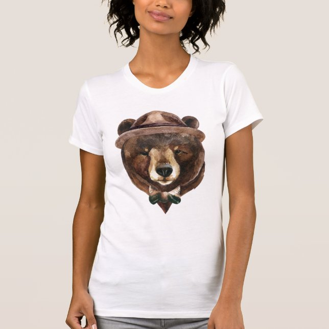 Camiseta Moda del oso de la acuarela (Anverso)