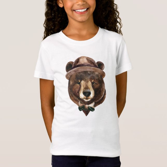 Camiseta Moda del oso de la acuarela (Anverso)