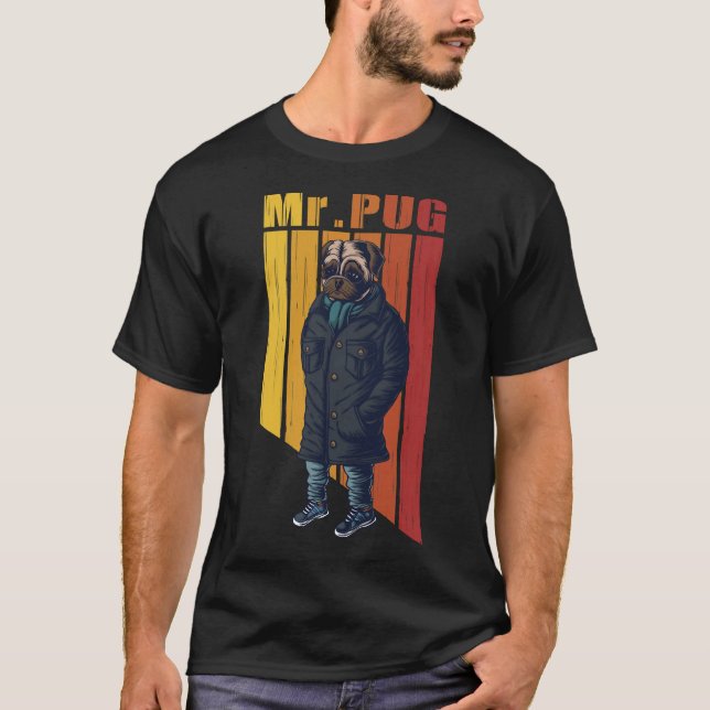 Camiseta Moda Divertida del Sr. Pug Perro 527 (Anverso)