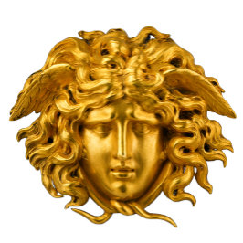 Camiseta Moda Elegante Oro Francés Medusa Alta Couture