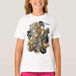 Camiseta Moda Elegante Swirls en oro, plata, azul, amarillo