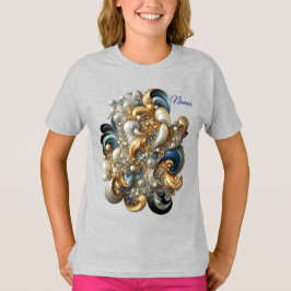Camiseta Moda Elegante Swirls en oro, plata, azul, amarillo