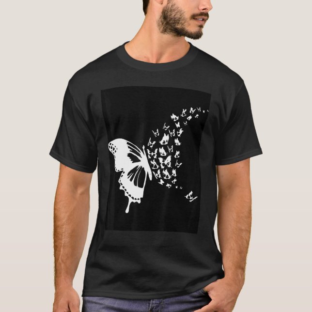 Camiseta Moda fácil de ir para el enjambre de mariposas (Anverso)