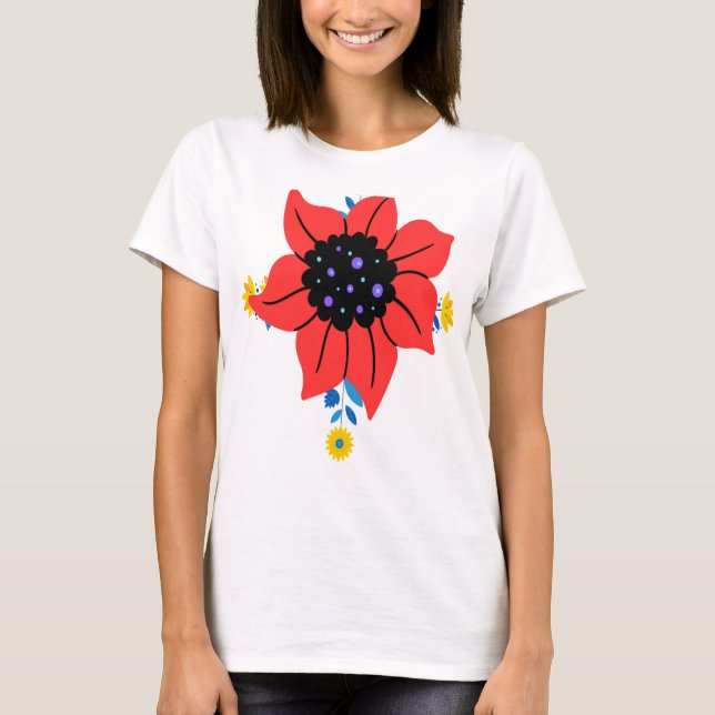 Camiseta Moda femenina >camiseta de flores (Anverso)