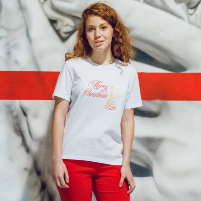 Camiseta Moda Festividad navideña moderna en rojo y blanco (Subido por el creador)