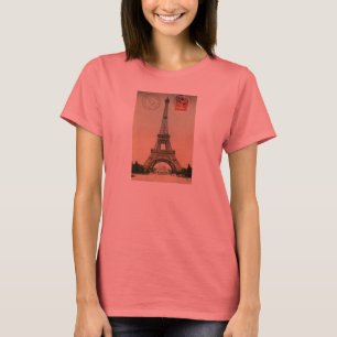 Camiseta Moda francesa antigua Torre Eiffel Paris Postcard