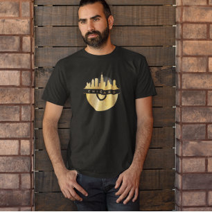 Camiseta Moda Golden Vinyl del Skyline de Chicago Illinois