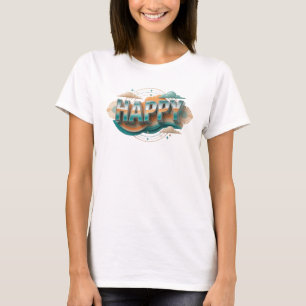 Camiseta Moda Impresa Feliz Expressiva