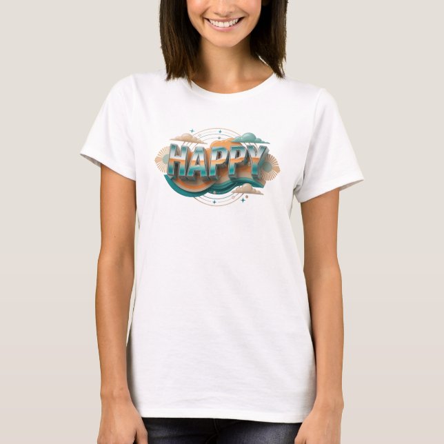 Camiseta Moda Impresa Feliz Expressiva (Anverso)