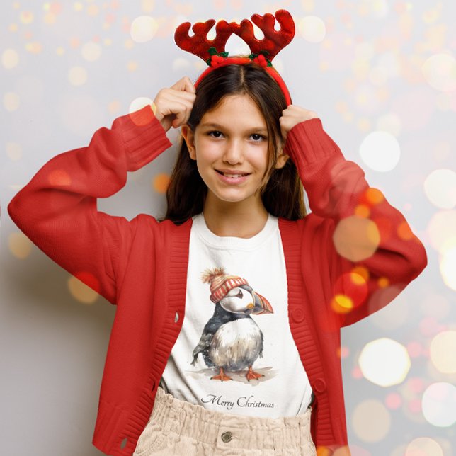 Camiseta Moda infantil costera de frailecillo de Navidad (Subido por el creador)