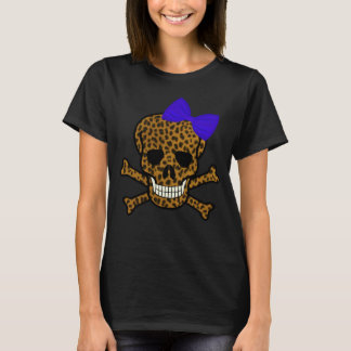Camiseta Moda Leopard Print Pirate Skull Blue Bow