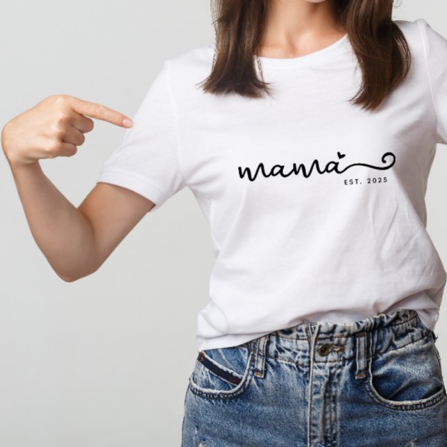 Camiseta Moda Mama Script con Heart Est. Regalo del Día de  (Subido por el creador)