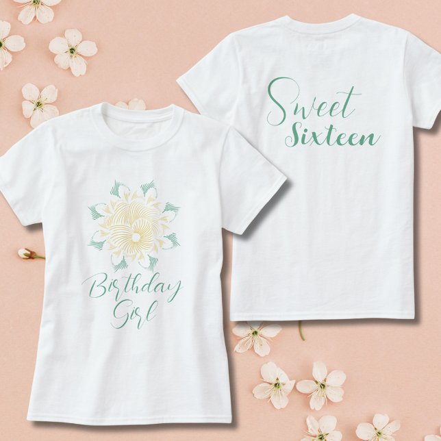 Camiseta Moda moderna Boho Floral Sweet 16 fiesta de cumple (Subido por el creador)