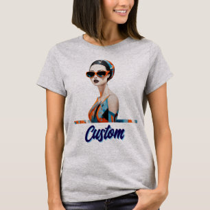 Camiseta Moda mujer moderna, elegancia geométrica