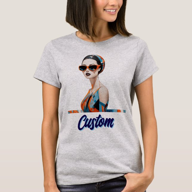 Camiseta Moda mujer moderna, elegancia geométrica (Anverso)