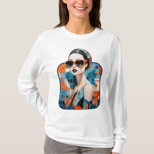 Camiseta Moda mujer moderna, elegancia geométrica