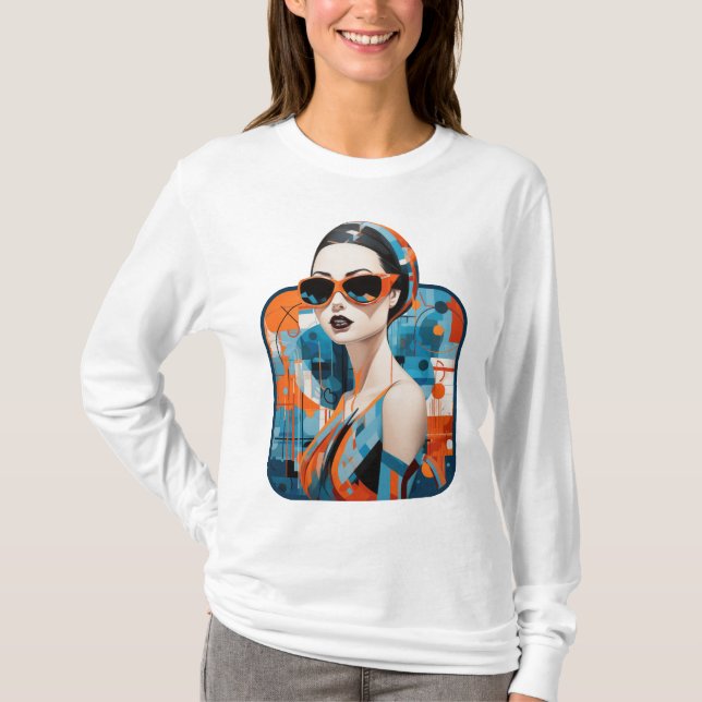 Camiseta Moda mujer moderna, elegancia geométrica (Anverso)